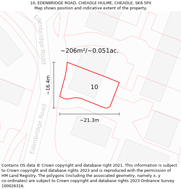 10, EDENBRIDGE ROAD, CHEADLE HULME, CHEADLE, SK8 5PX: Plot and title map