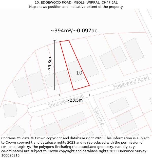 10, EDGEWOOD ROAD, MEOLS, WIRRAL, CH47 6AL: Plot and title map