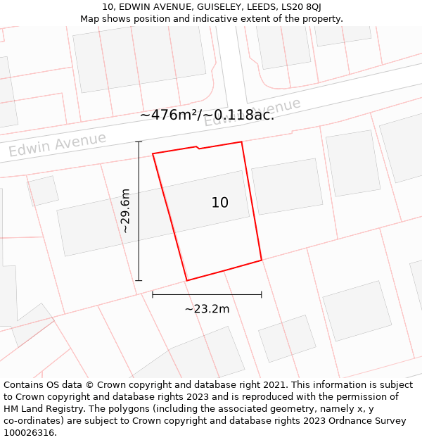 10, EDWIN AVENUE, GUISELEY, LEEDS, LS20 8QJ: Plot and title map