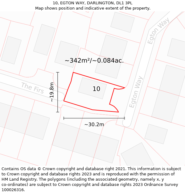 10, EGTON WAY, DARLINGTON, DL1 3PL: Plot and title map