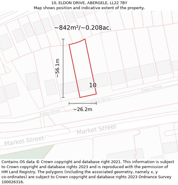 10, ELDON DRIVE, ABERGELE, LL22 7BY: Plot and title map