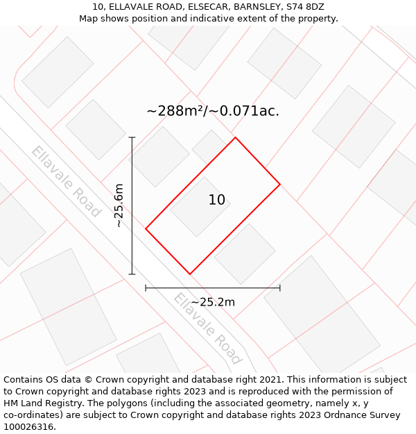 10, ELLAVALE ROAD, ELSECAR, BARNSLEY, S74 8DZ: Plot and title map