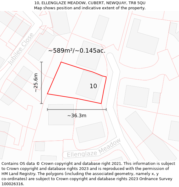 10, ELLENGLAZE MEADOW, CUBERT, NEWQUAY, TR8 5QU: Plot and title map