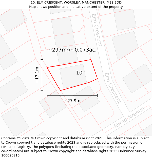 10, ELM CRESCENT, WORSLEY, MANCHESTER, M28 2DD: Plot and title map