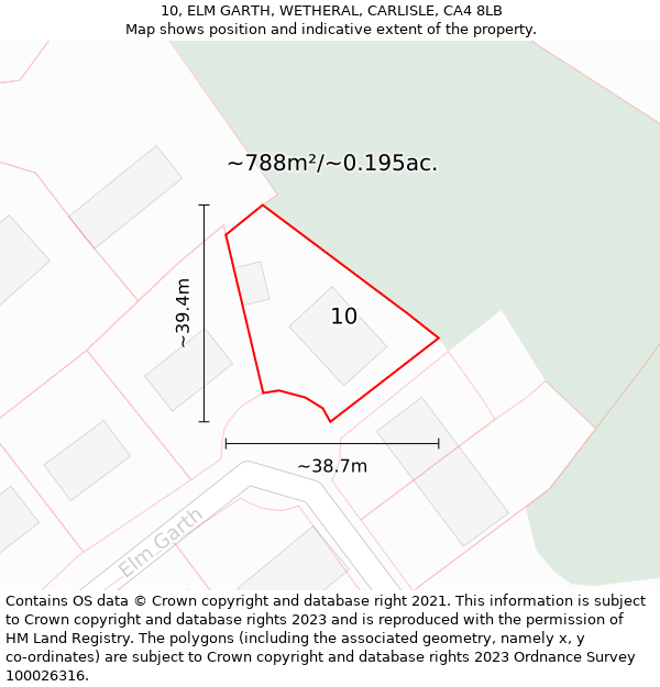 10, ELM GARTH, WETHERAL, CARLISLE, CA4 8LB: Plot and title map