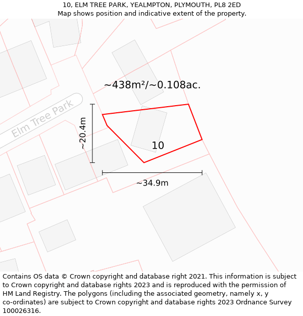 10, ELM TREE PARK, YEALMPTON, PLYMOUTH, PL8 2ED: Plot and title map