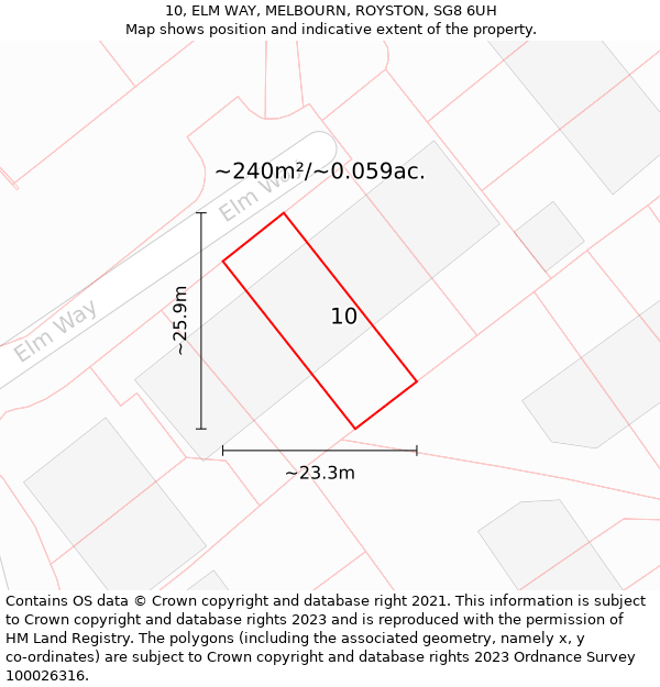 10, ELM WAY, MELBOURN, ROYSTON, SG8 6UH: Plot and title map