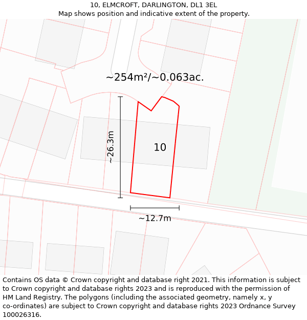 10, ELMCROFT, DARLINGTON, DL1 3EL: Plot and title map