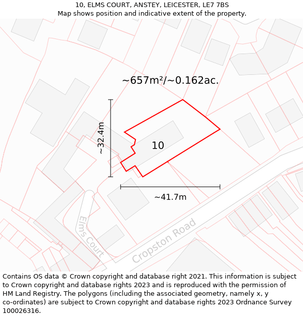 10, ELMS COURT, ANSTEY, LEICESTER, LE7 7BS: Plot and title map
