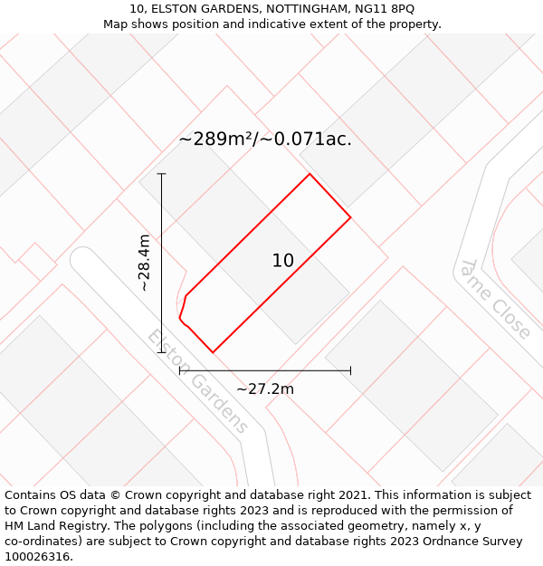 10, ELSTON GARDENS, NOTTINGHAM, NG11 8PQ: Plot and title map