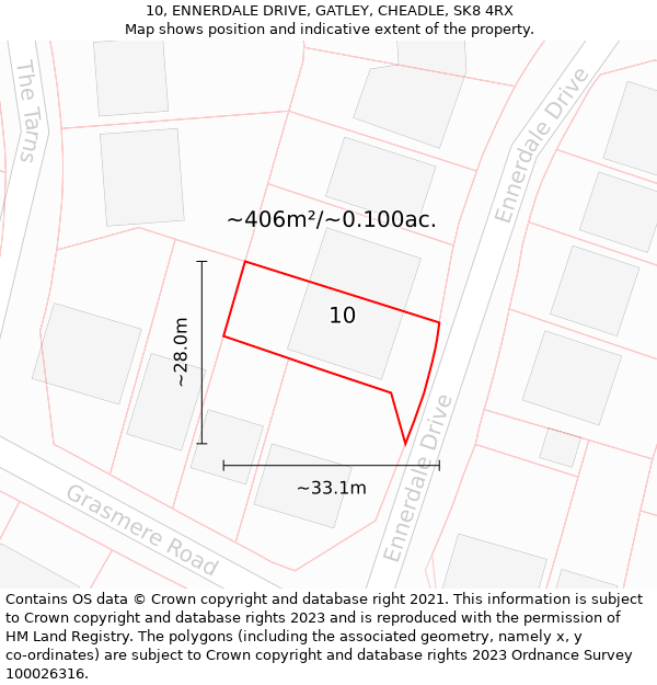 10, ENNERDALE DRIVE, GATLEY, CHEADLE, SK8 4RX: Plot and title map