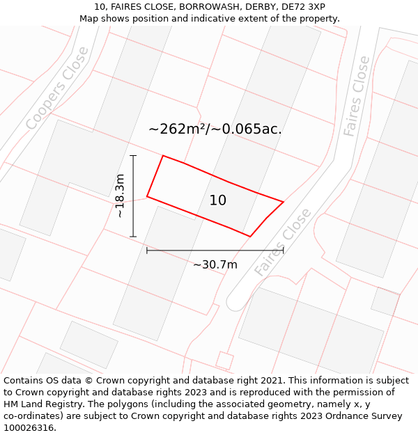 10, FAIRES CLOSE, BORROWASH, DERBY, DE72 3XP: Plot and title map