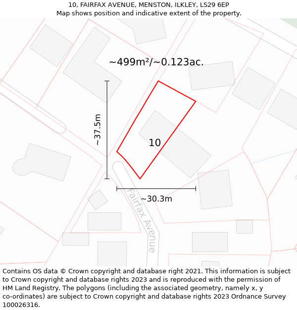 10, FAIRFAX AVENUE, MENSTON, ILKLEY, LS29 6EP: Plot and title map