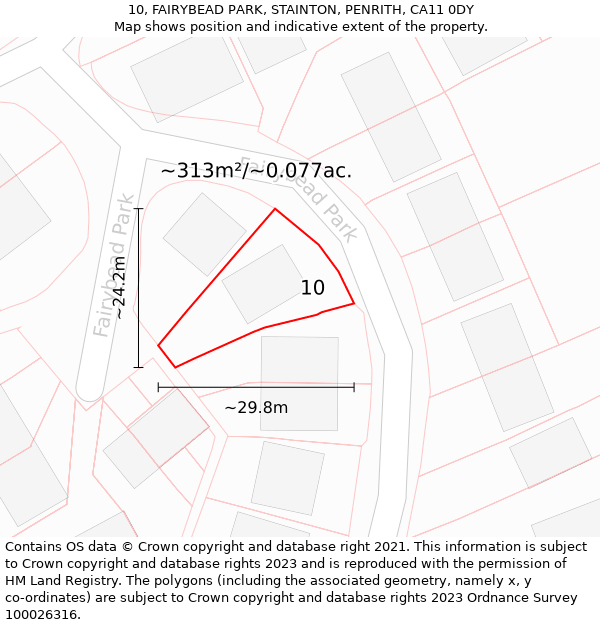 10, FAIRYBEAD PARK, STAINTON, PENRITH, CA11 0DY: Plot and title map