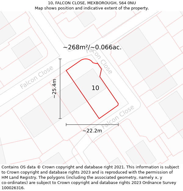 10, FALCON CLOSE, MEXBOROUGH, S64 0NU: Plot and title map