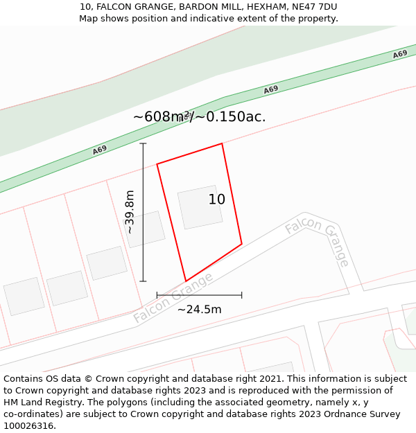 10, FALCON GRANGE, BARDON MILL, HEXHAM, NE47 7DU: Plot and title map