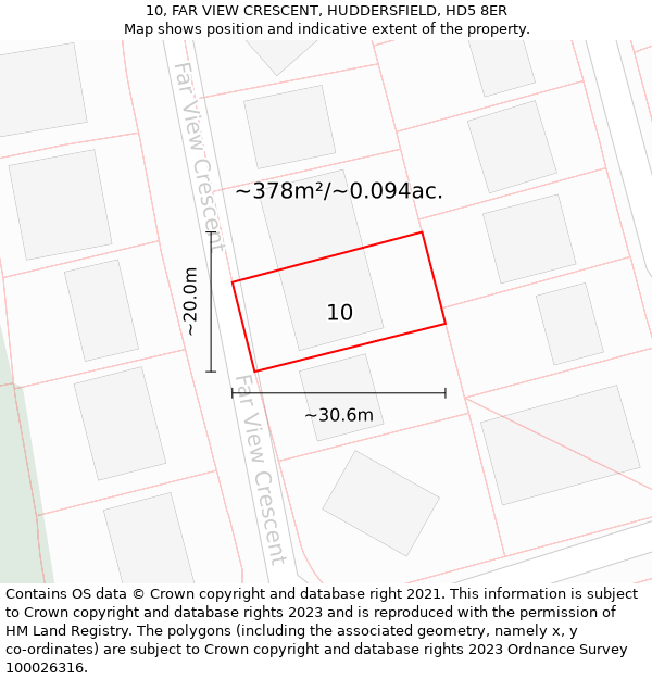 10, FAR VIEW CRESCENT, HUDDERSFIELD, HD5 8ER: Plot and title map