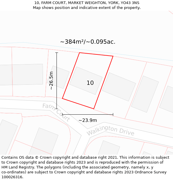 10, FARM COURT, MARKET WEIGHTON, YORK, YO43 3NS: Plot and title map