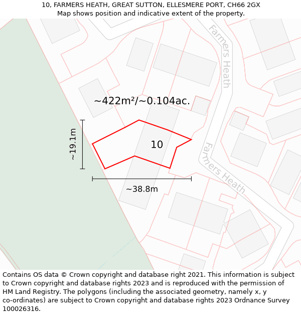 10, FARMERS HEATH, GREAT SUTTON, ELLESMERE PORT, CH66 2GX: Plot and title map