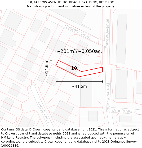 10, FARROW AVENUE, HOLBEACH, SPALDING, PE12 7DG: Plot and title map