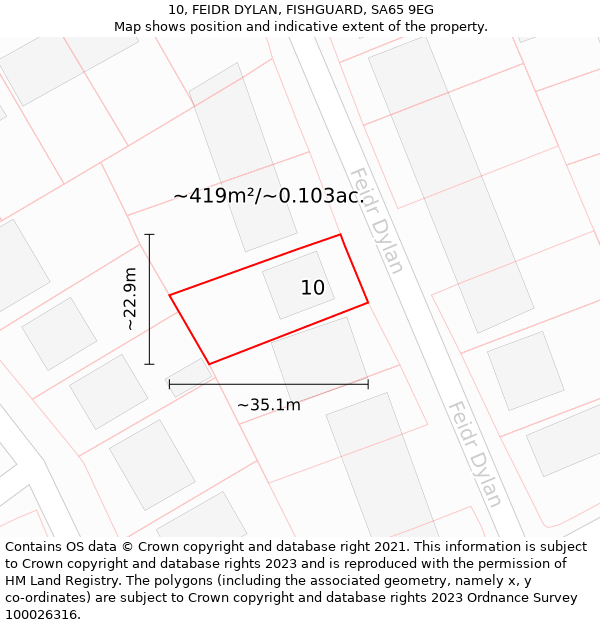 10, FEIDR DYLAN, FISHGUARD, SA65 9EG: Plot and title map