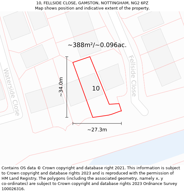 10, FELLSIDE CLOSE, GAMSTON, NOTTINGHAM, NG2 6PZ: Plot and title map