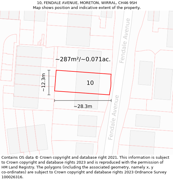 10, FENDALE AVENUE, MORETON, WIRRAL, CH46 9SH: Plot and title map