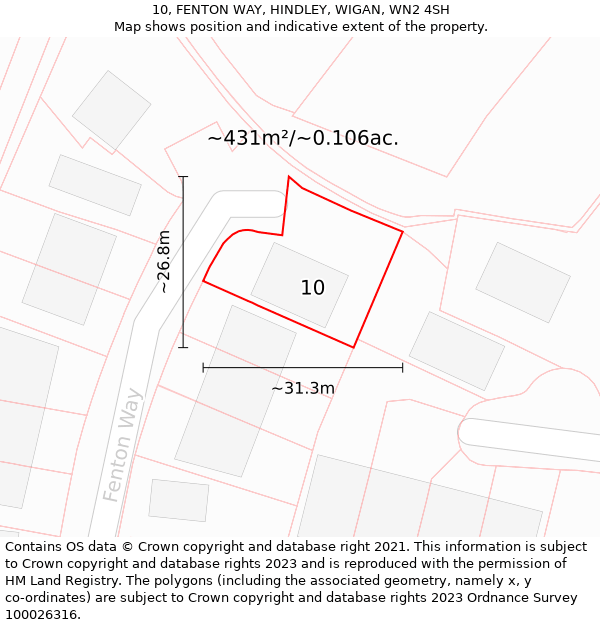 10, FENTON WAY, HINDLEY, WIGAN, WN2 4SH: Plot and title map