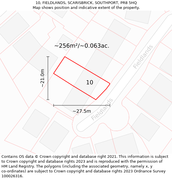 10, FIELDLANDS, SCARISBRICK, SOUTHPORT, PR8 5HQ: Plot and title map