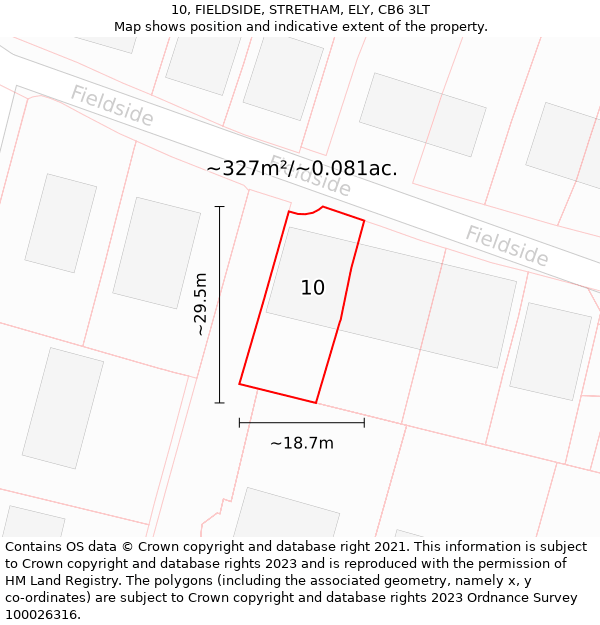 10, FIELDSIDE, STRETHAM, ELY, CB6 3LT: Plot and title map