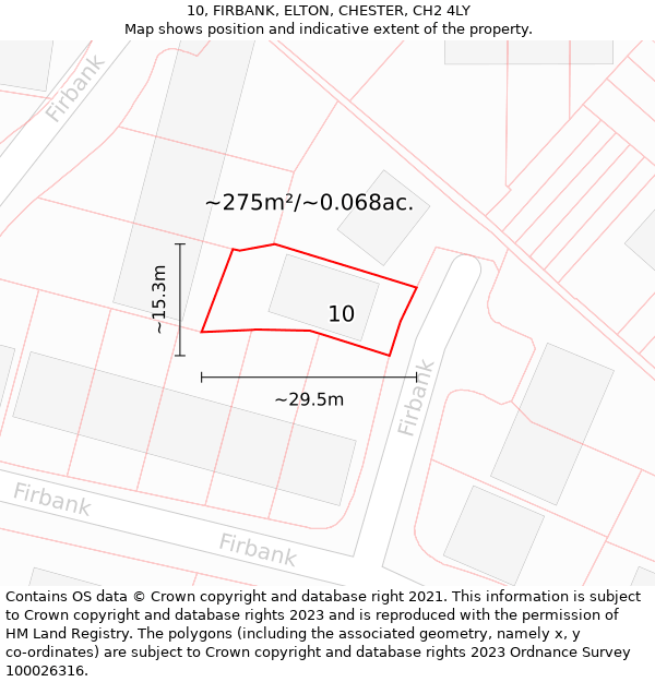 10, FIRBANK, ELTON, CHESTER, CH2 4LY: Plot and title map