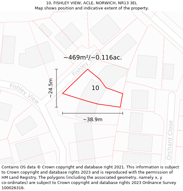 10, FISHLEY VIEW, ACLE, NORWICH, NR13 3EL: Plot and title map