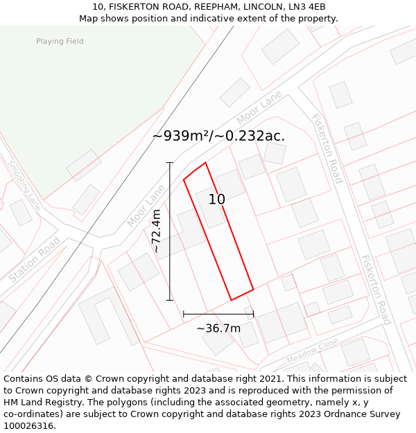 10, FISKERTON ROAD, REEPHAM, LINCOLN, LN3 4EB: Plot and title map