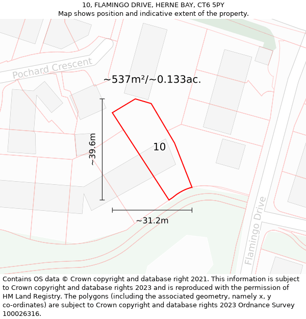 10, FLAMINGO DRIVE, HERNE BAY, CT6 5PY: Plot and title map