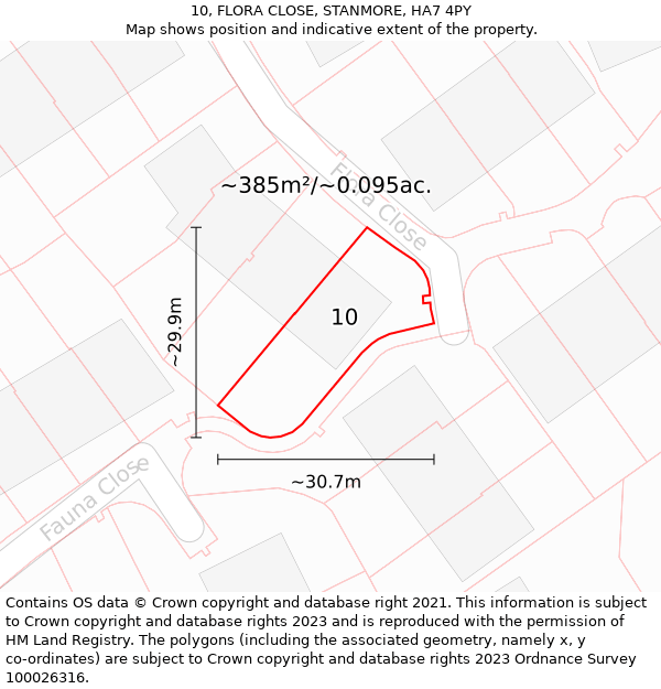 10, FLORA CLOSE, STANMORE, HA7 4PY: Plot and title map