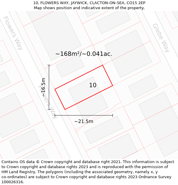 10, FLOWERS WAY, JAYWICK, CLACTON-ON-SEA, CO15 2EP: Plot and title map