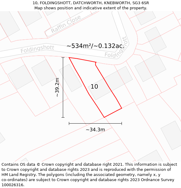 10, FOLDINGSHOTT, DATCHWORTH, KNEBWORTH, SG3 6SR: Plot and title map