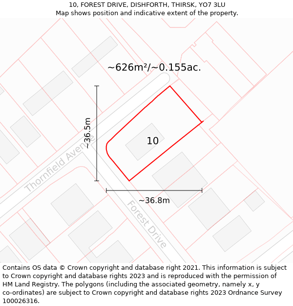 10, FOREST DRIVE, DISHFORTH, THIRSK, YO7 3LU: Plot and title map