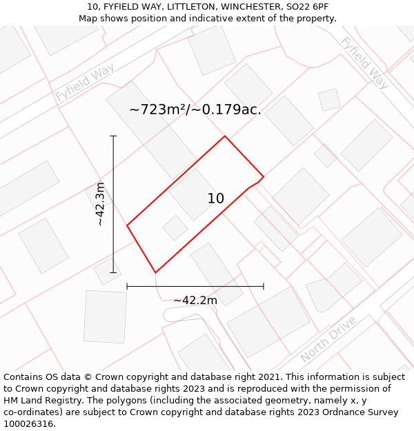 10, FYFIELD WAY, LITTLETON, WINCHESTER, SO22 6PF: Plot and title map