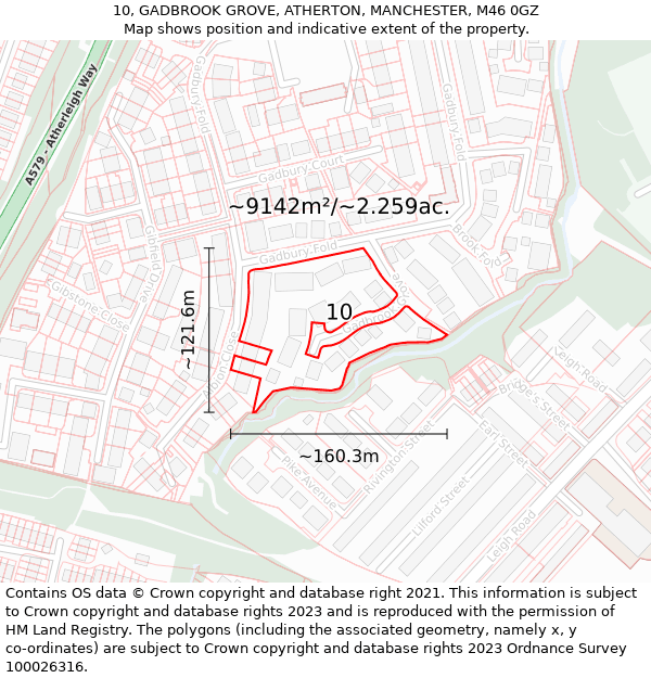 10, GADBROOK GROVE, ATHERTON, MANCHESTER, M46 0GZ: Plot and title map