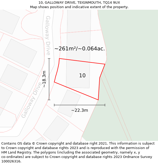 10, GALLOWAY DRIVE, TEIGNMOUTH, TQ14 9UX: Plot and title map
