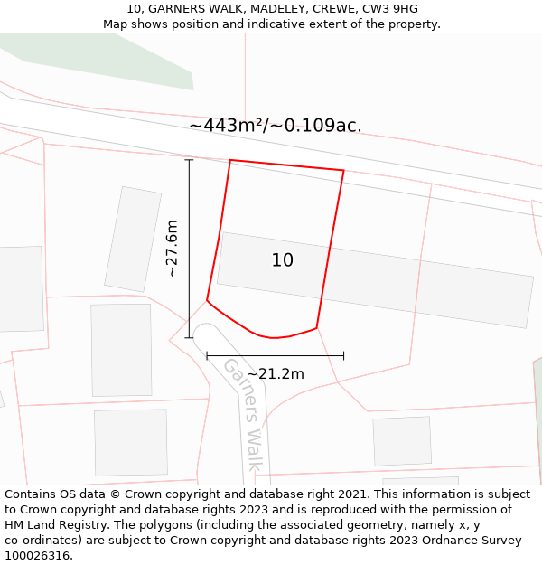 10, GARNERS WALK, MADELEY, CREWE, CW3 9HG: Plot and title map