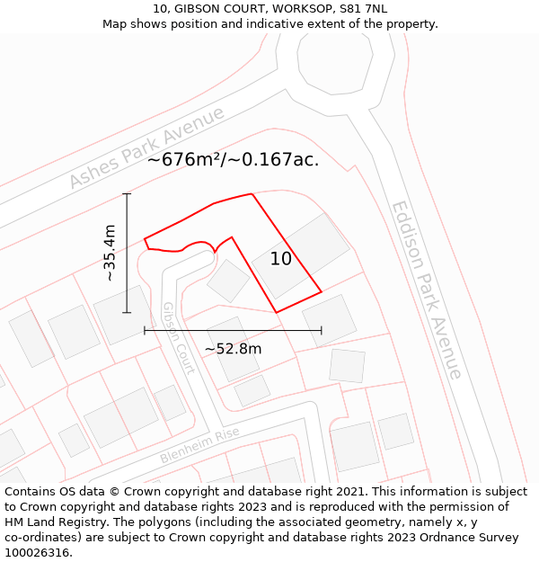 10, GIBSON COURT, WORKSOP, S81 7NL: Plot and title map