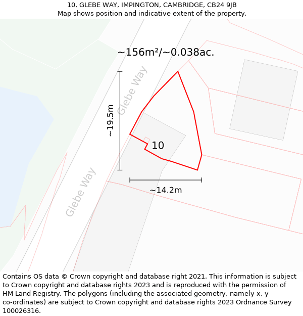 10, GLEBE WAY, IMPINGTON, CAMBRIDGE, CB24 9JB: Plot and title map