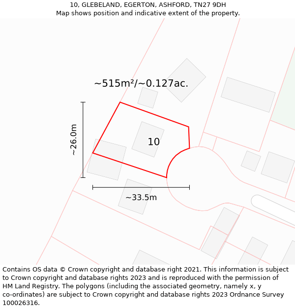 10, GLEBELAND, EGERTON, ASHFORD, TN27 9DH: Plot and title map