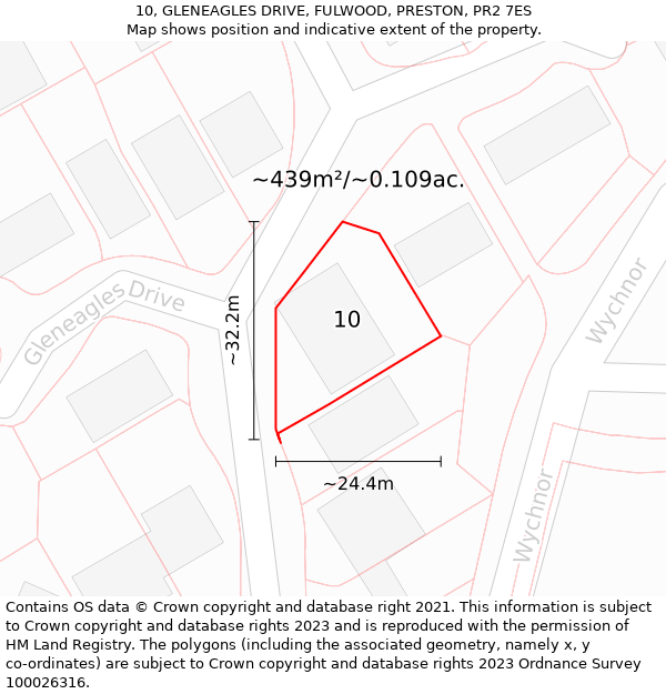 10, GLENEAGLES DRIVE, FULWOOD, PRESTON, PR2 7ES: Plot and title map