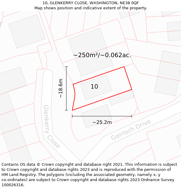 10, GLENKERRY CLOSE, WASHINGTON, NE38 0QF: Plot and title map