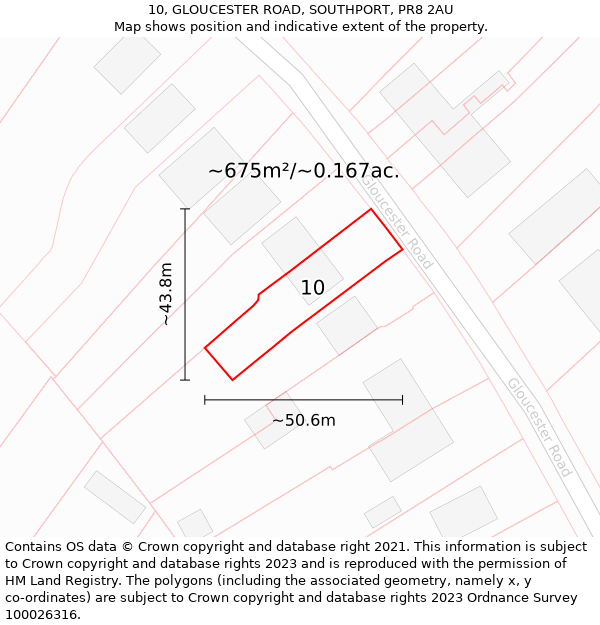 10, GLOUCESTER ROAD, SOUTHPORT, PR8 2AU: Plot and title map