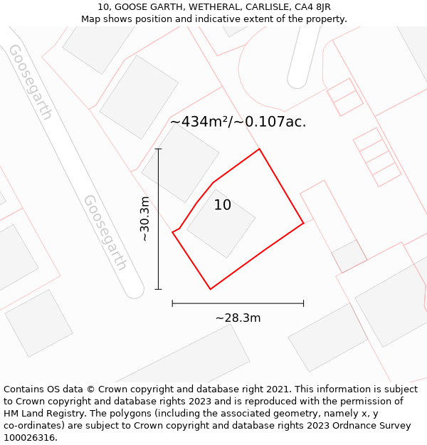 10, GOOSE GARTH, WETHERAL, CARLISLE, CA4 8JR: Plot and title map