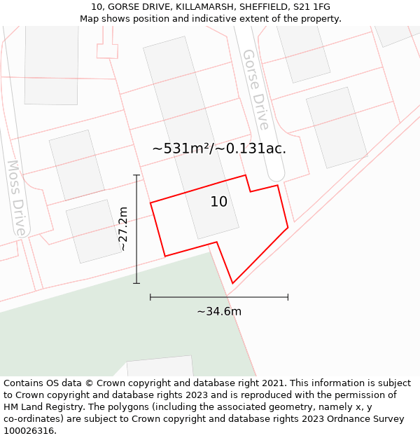 10, GORSE DRIVE, KILLAMARSH, SHEFFIELD, S21 1FG: Plot and title map